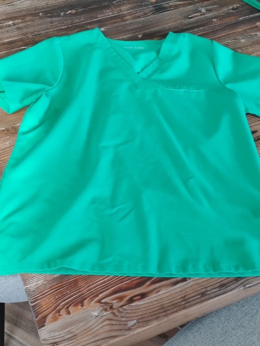 Mandala Green V-Neck Medical Scrub Top